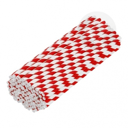 Słomki papierowe ekologiczne 6 mm 100 sztuk biało-czerwone