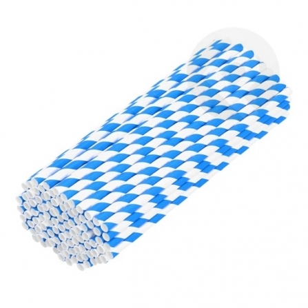 Słomki papierowe ekologiczne 6 mm 100 sztuk biało-niebieskie