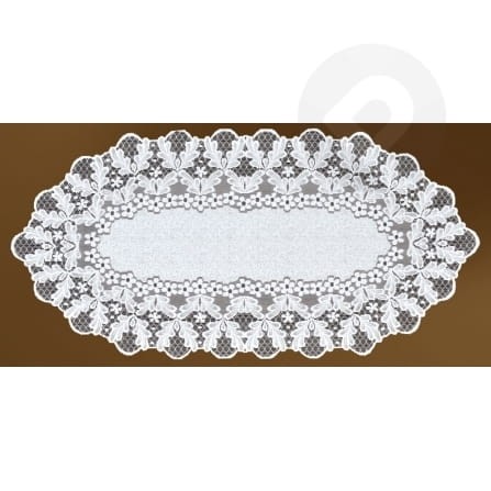 Bieżnik żakardowy owal 70x140 biały
