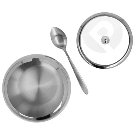 Cukiernica stalowa ze szklaną pokrywką połysk