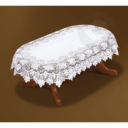 Obrus żakardowy owal 150x250 biały