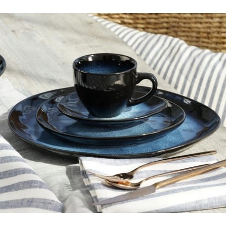 Filiżanka ze spodkiem z kamionki 220ML DARK NIGHT VILLA ITALIA