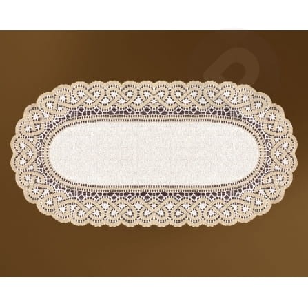 Bieżnik żakardowy owal 50x110 krem/c.złoty