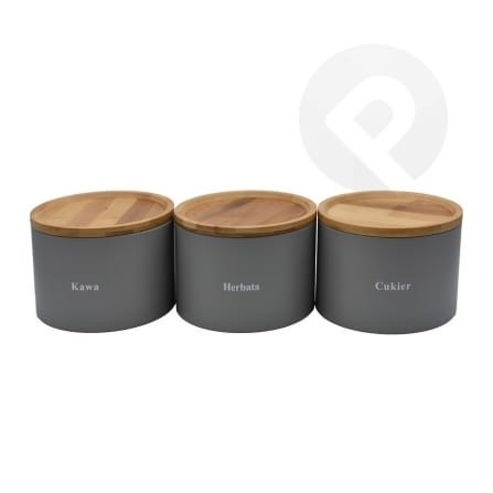 Zestaw 3 pojemników kuchennych szare