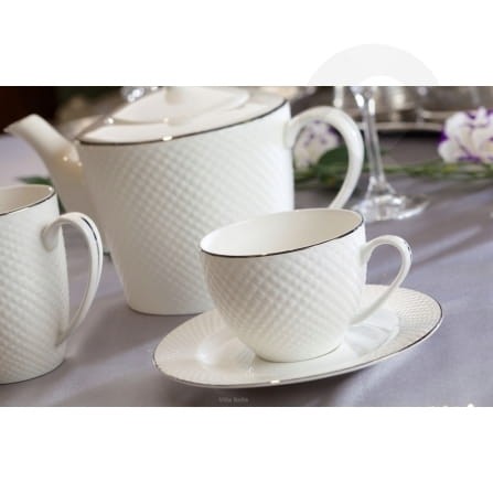 Filiżanka porcelanowa ze spodkiem do herbaty 250ML BARI PLATIN VILLA ITALIA