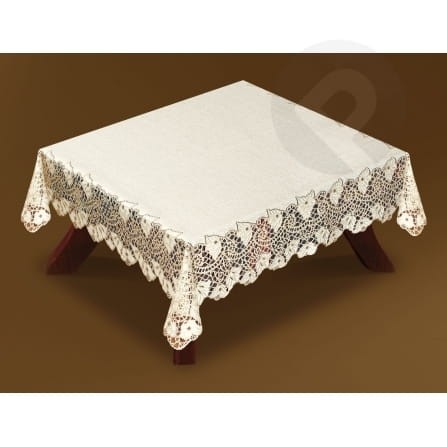 Obrus żakardowy kwadrat 100x100 krem/c.złoty