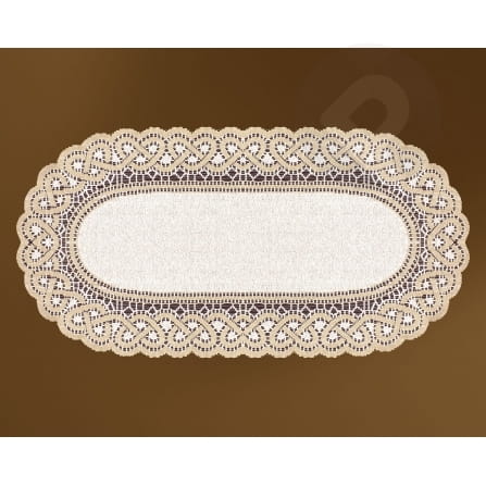 Bieżnik żakardowy owal 60x120 krem/c.złoty