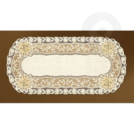 Bieżnik żakardowy owal 65x135 krem/c.złoty
