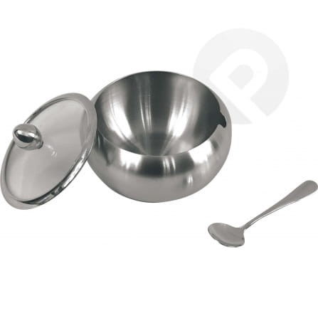 Cukiernica stalowa ze szklaną pokrywką satyna