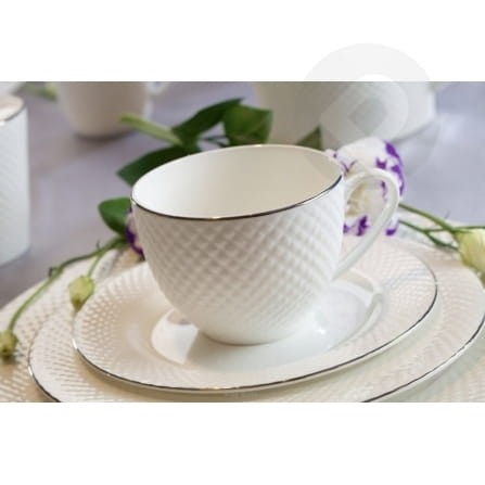 Filiżanka porcelanowa ze spodkiem do herbaty 250ML BARI PLATIN VILLA ITALIA