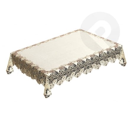 Obrus żakardowy prostokąt 130x180 krem/c.złoty