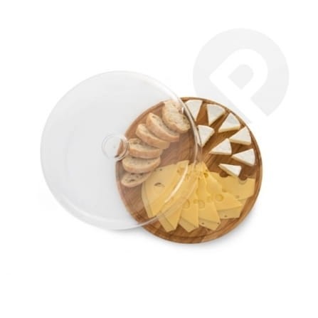 Patera z kloszem i drewnianą podstawką