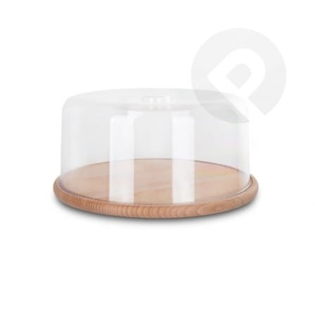 Patera z kloszem i drewnianą podstawką