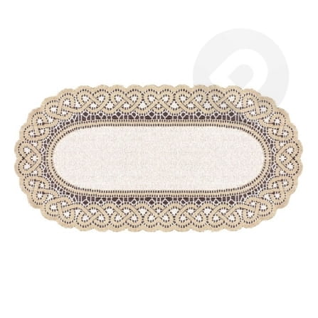 Bieżnik żakardowy owal 60x120 krem/c.złoty