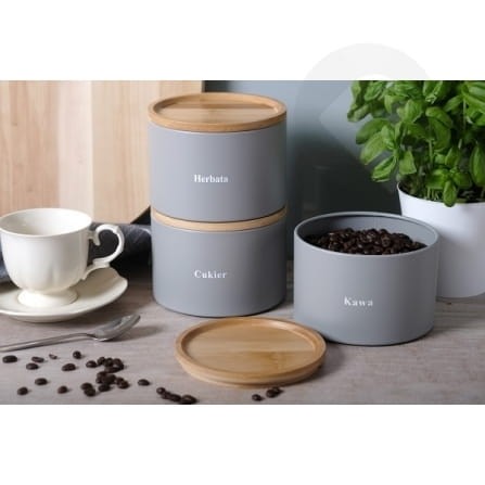 Zestaw 3 pojemników kuchennych szare