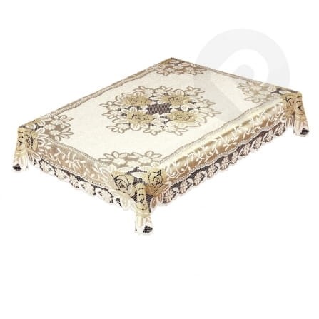 Obrus żakardowy prostokąt 130x180 krem/c.złoty