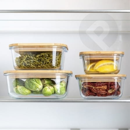 Szklany pojemnik z bambusową przykrywką 770ml Florina