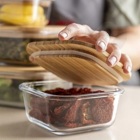 Szklany pojemnik z bambusową przykrywką 1,2l Florina