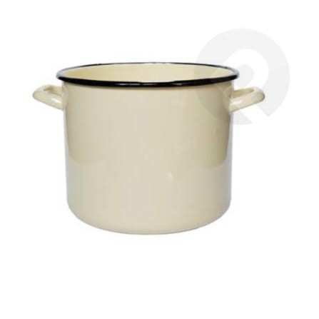 Garnek emaliowany wysoki  - kremowy 20 cm