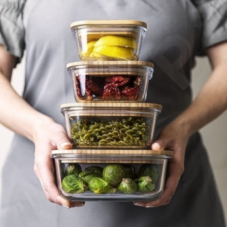 Szklany pojemnik z bambusową przykrywką 770ml Florina