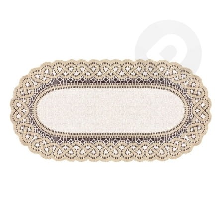 Bieżnik żakardowy owal 50x110 krem/c.złoty