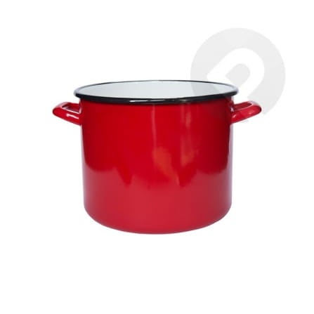 Garnek emaliowany wysoki  - czerwony 12 cm