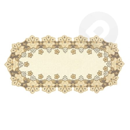 Bieżnik żakardowy owal 60x120 krem/złoty