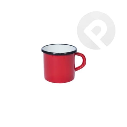Kubek emaliowany gładki - czerwony  12 cm