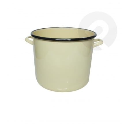 Garnek emaliowany wysoki  - kremowy 18 cm