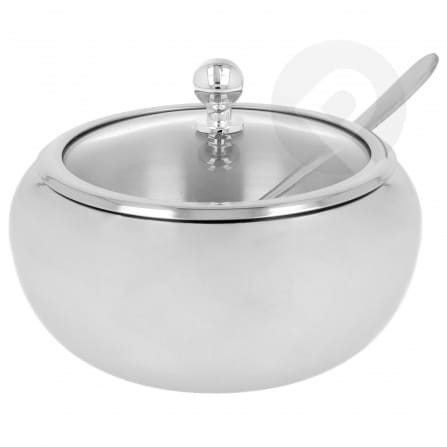 Cukiernica stalowa ze szklaną pokrywką połysk