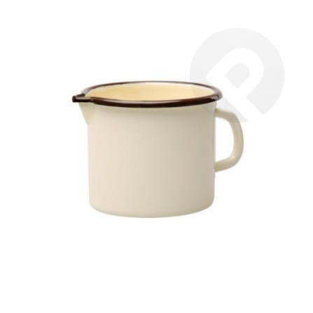 Kubek emaliowany  z dziobkiem - kremowy 12 cm