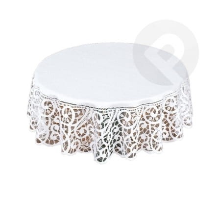 Obrus żakardowy koło 100cm biały