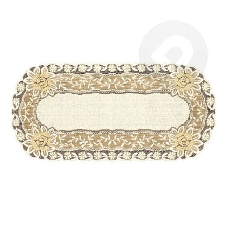 Bieżnik żakardowy owal 65x135 krem/c.złoty