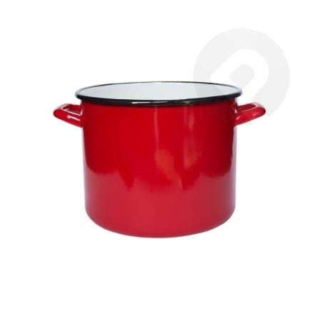 Garnek emaliowany wysoki  - czerwony 24 cm