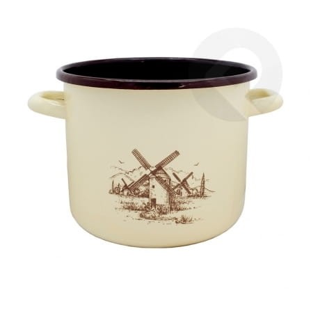 Garnek emaliowany wysoki  - kremowy Wiatrak 22 cm