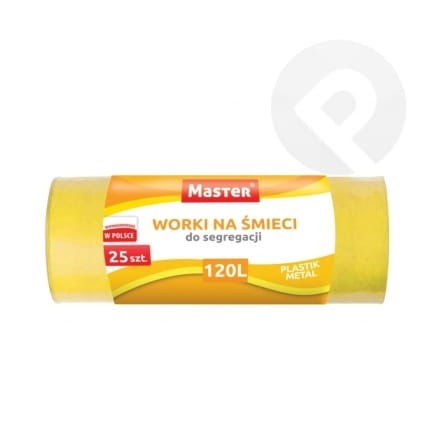Worki na śmieci mocne 120L 25 sztuk żółte