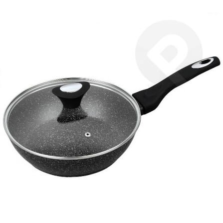 Patelnia głęboka z pokrywką i powłoką marmurkową  24 cm