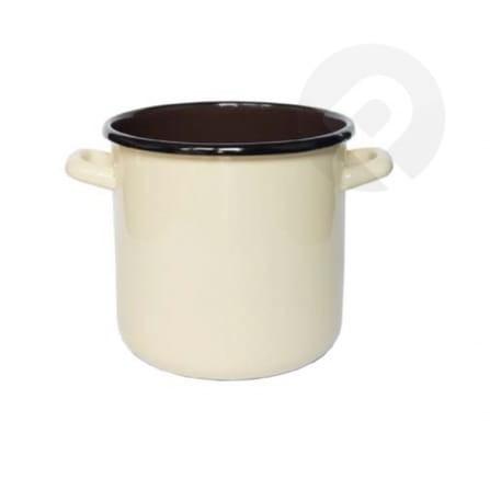 Garnek emaliowany wysoki  - kremowy 18 cm