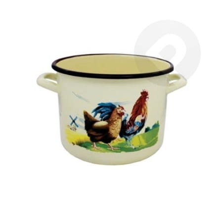 Garnek emaliowany wysoki  - kremowy 14 cm