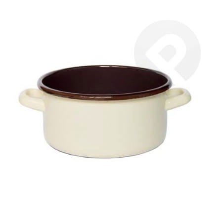 Garnek / Rondel z uchami -  kremowo - brązowy 20 cm